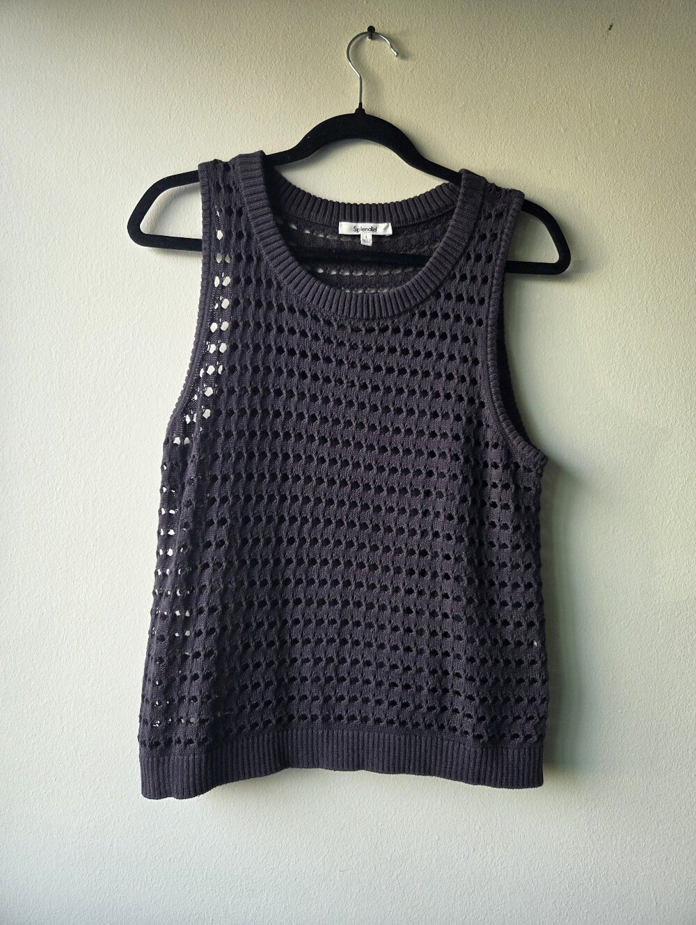 Slendid Charcoal Gray Knit Sleeveless Sweater Tank Top Size S.